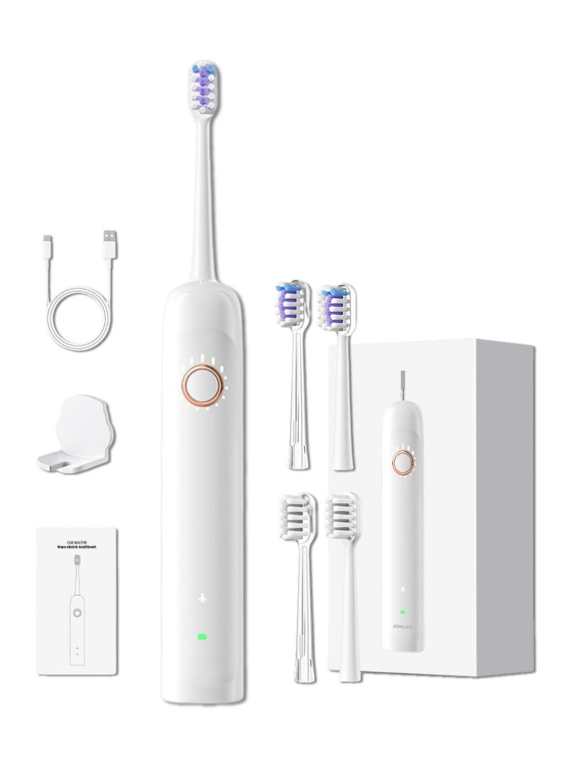 Reva X1 Multi-functional Sweeping And Vibrating Electric Toothbrush With 4 Brush Heads for Adults One Charge For 60 Days 5 Speed Modes IPX7 Waterproof(White) - Image 1