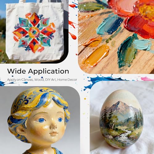 Nicpro مجموعة ألوان الأكريليك من نيكبرو، 24 لون مع 12 فرشاة ولوحة، مجموعة أدوات فنية غير سامة للرسم على القماش، واللوحات، والطين، والخشب، والصخور، والسيراميك، اليقطين الهالوين، ألوان غنية للمبتدئين، والطلاب، والفنانين المحترفين (60 مل، 2 أونصة) - Image 5