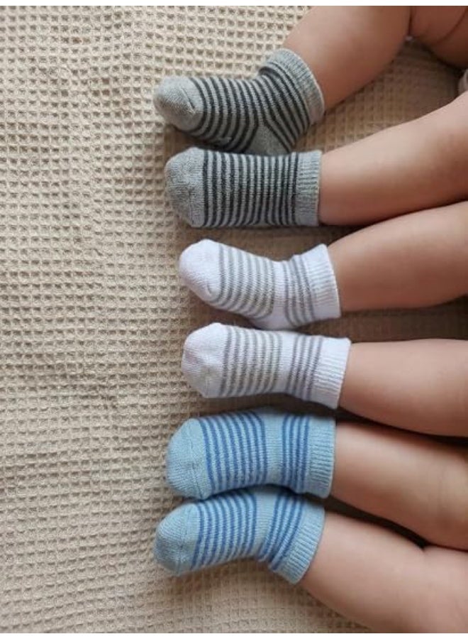 Baby Basics جوارب أطفال قطن 3 أزواج مخططة - Image 2