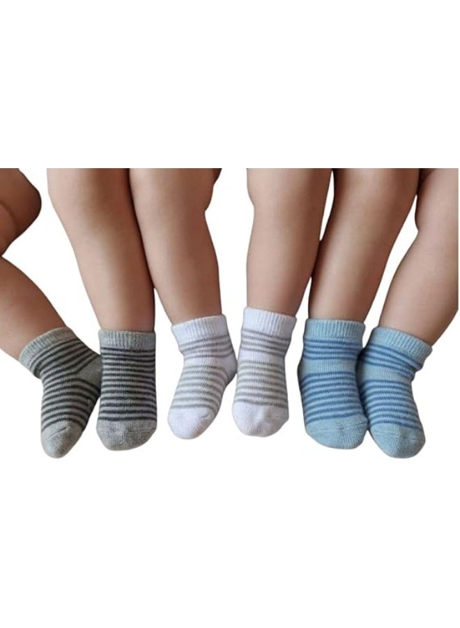 Baby Basics جوارب أطفال قطن 3 أزواج مخططة - Image 1