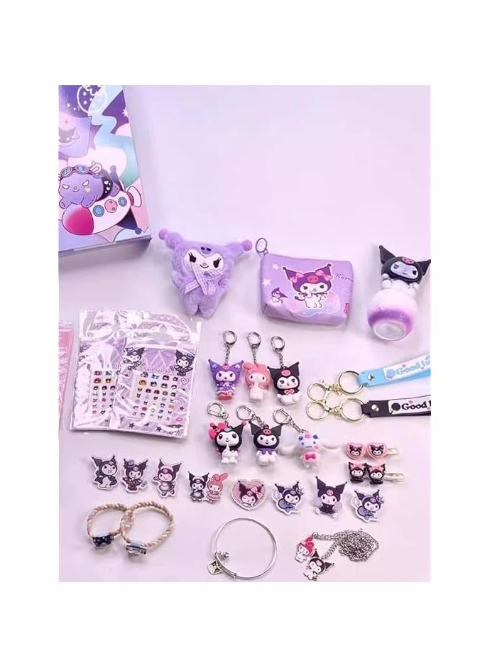 general Sanrio Kuromi blind box poking hole toy set collectible toy set with anime doll keychain, necklace, pendant, ring or badge, ideal birthday gift for children, children's party  - Image 4