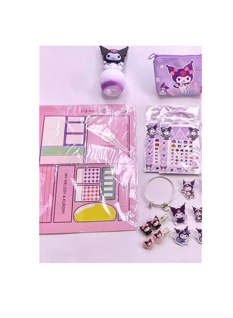 general Sanrio Kuromi blind box poking hole toy set collectible toy set with anime doll keychain, necklace, pendant, ring or badge, ideal birthday gift for children, children's party  - Image 3