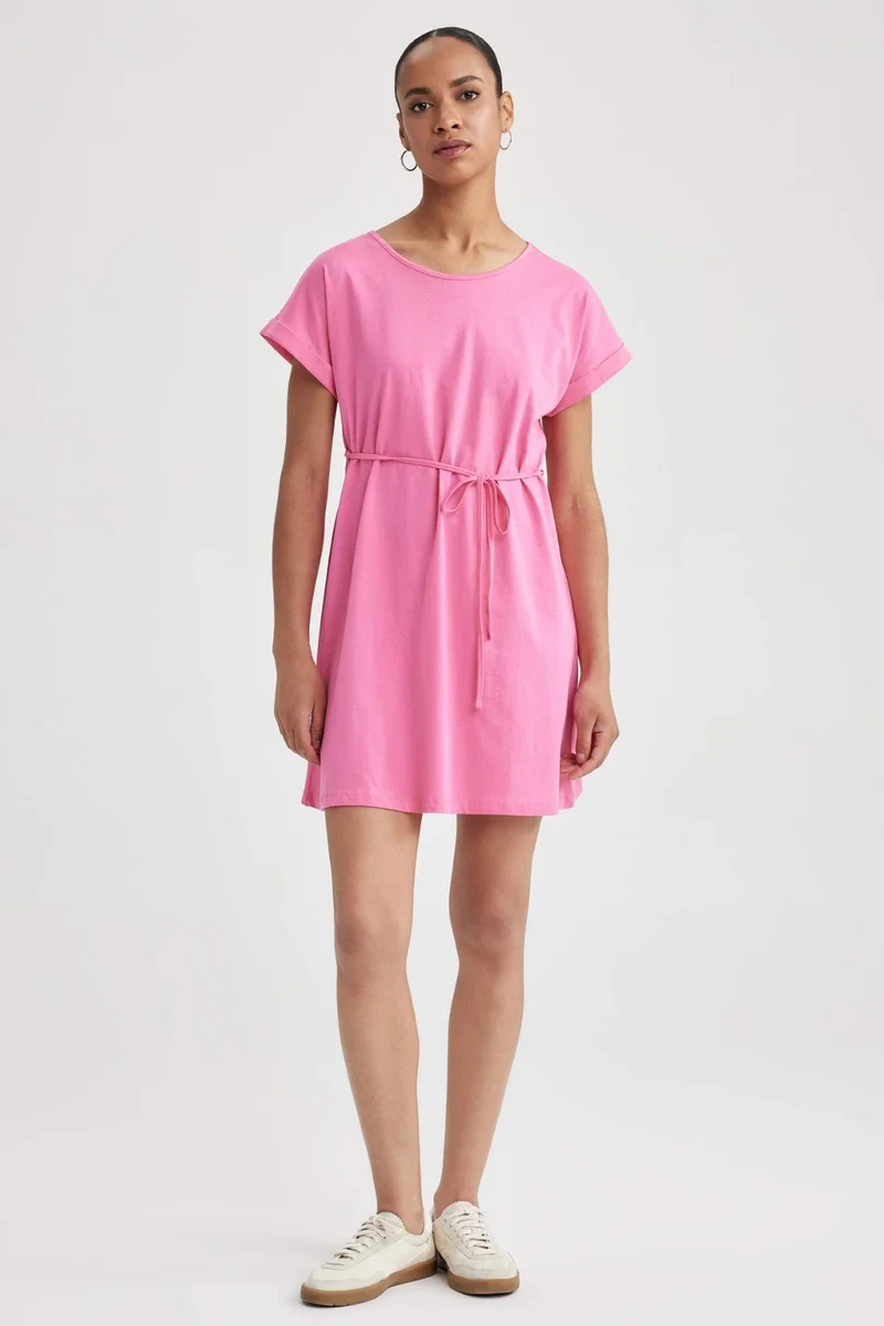 DeFacto A-Line Crew Neck Cotton Dress