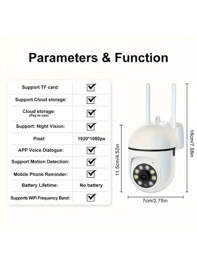 Smart Camera Wireless 1080P Full HD Color Night Vision Two Way Audio Indoor Outdoor - Image 3