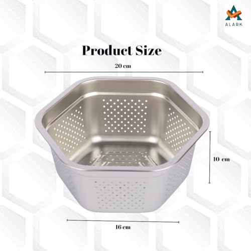 Alark 304 Stainless Steel Colander & Mixing Bowl Set Microporous Strainer with Basin for Washing Rice Vegetables Fruits Pasta Rustproof Durable Dishwasher Safe Kitchen Draining Cooked Dishwasher Safe - Image 2