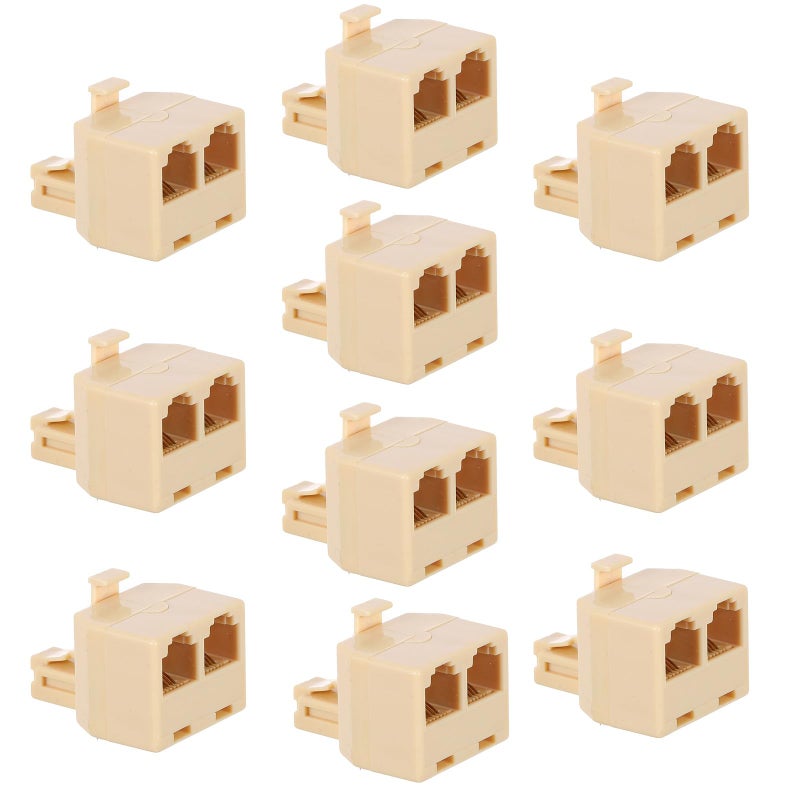 RJ11 Telephone Plug Splitter 2 Way Adapter 10 Pack for Home Office Phone Line Extension - Image 2