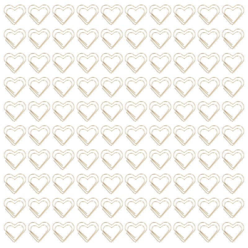 Heart Paper Clips Mini Metal Electroplated Portable - Rust Resistant Durable Paper Clips for Home Office School Craft Organization - Image 1