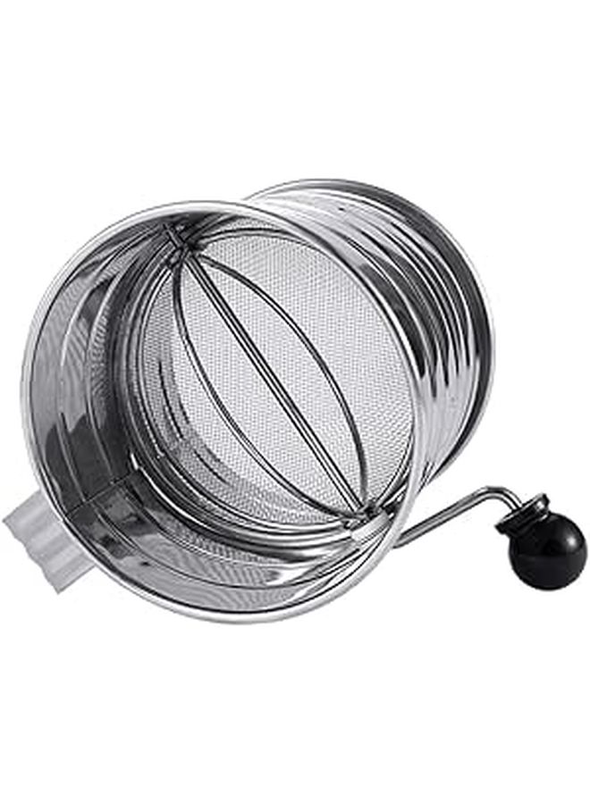 Stainless Steel Flour Sifter Hand Crank Baking Sieve Even Mesh Fine Powder - Image 1