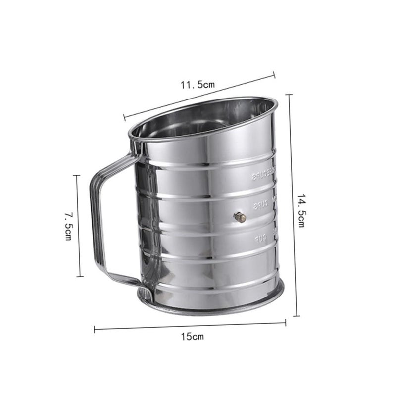 Stainless Steel Flour Sifter Hand Crank Baking Sieve Even Mesh Fine Powder - Image 3