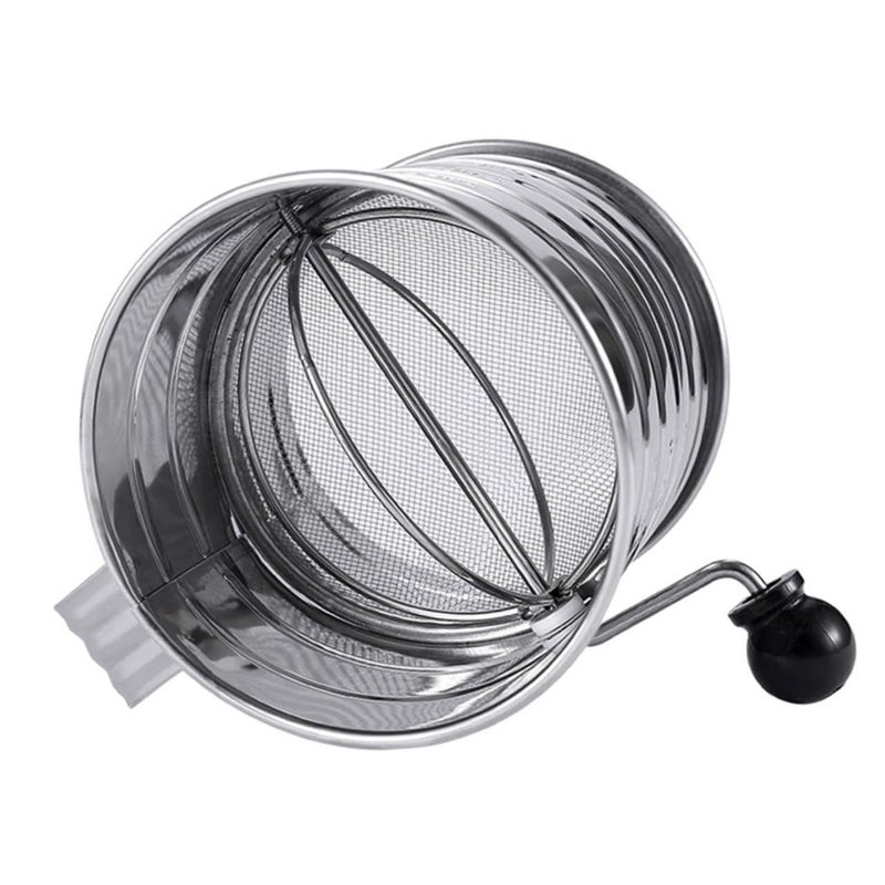 Stainless Steel Flour Sifter Hand Crank Baking Sieve Even Mesh Fine Powder - Image 2