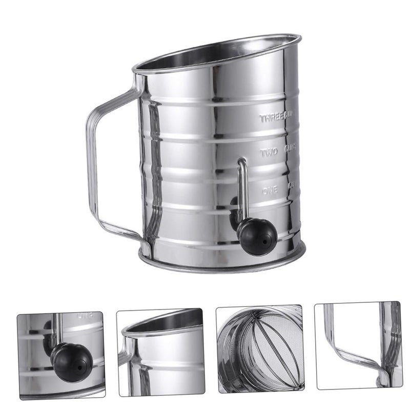 Stainless Steel Flour Sifter Hand Crank Baking Sieve Even Mesh Fine Powder - Image 4