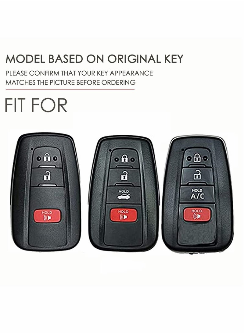 Y&D - Leather Car Key Case for Toyota RAV4, Handmade with Fob Compatible Highlander Camry Corolla Avalon C-HR Prius GT86 (Blue) - Image 1