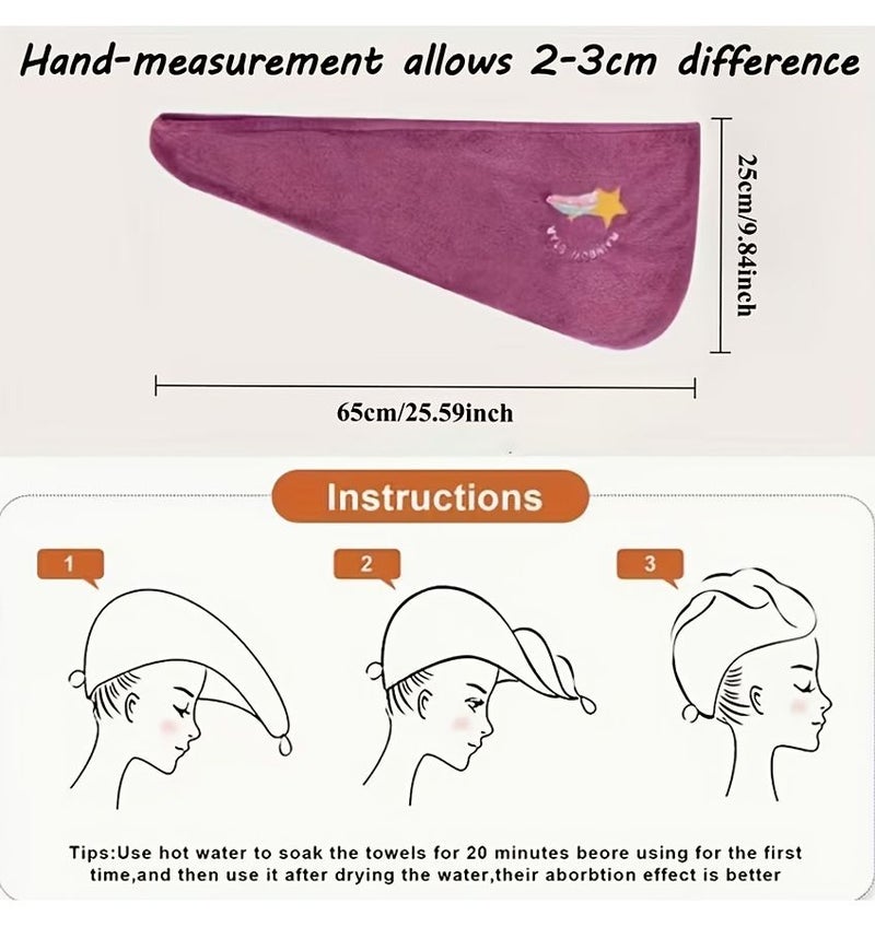 4 Pack Quick Dry Hair Towel Cap Set Soft Coral Fleece For Women Spa Gym Travel - Image 5