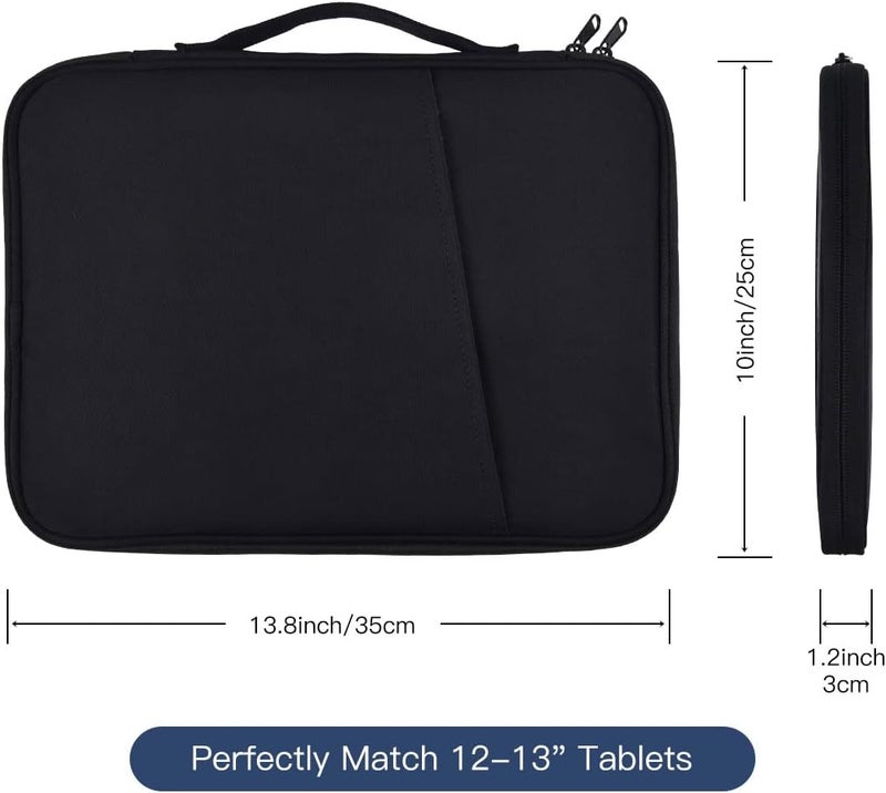 حقيبة كمبيوتر لوحي مقاس 12-12.9 بوصة لجهاز Samsung Galaxy Tab S10+ S9+ Plus/S8+/S7+ Plus/S7 FE مقاس 12.4 بوصة، وiPad Air M3 M2/iPad Pro M5 M4/Pro 12.9 بوصة مقاس 13 بوصة لعام 2025، وMicrosoft Surface Go 2 مقاس 12.4 بوصة/Pro 11 10 - أسود - Image 2