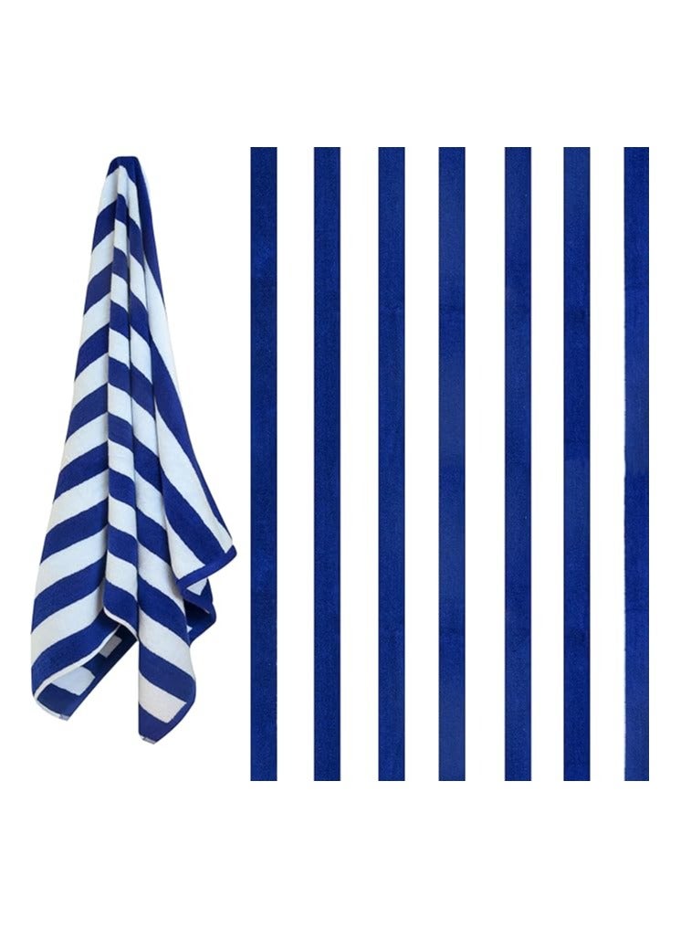 COMFY SET OF 2 100 % COTTON BLUE & WHITE HIGHLY ABSORBENT & SOFT BEACH/POOL TOWEL SET - Image 2