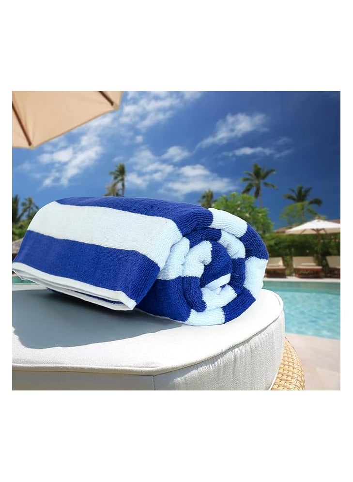 COMFY SET OF 2 100 % COTTON BLUE & WHITE HIGHLY ABSORBENT & SOFT BEACH/POOL TOWEL SET - Image 3