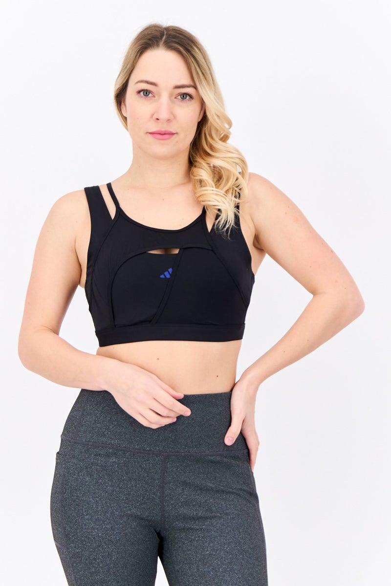 Adidas حمالة صدر رياضية مبطنة للنساء، سوداء - Image 1