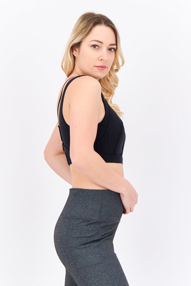 Adidas حمالة صدر رياضية مبطنة للنساء، سوداء - Image 2