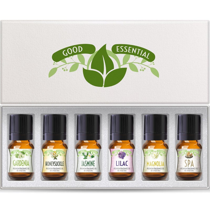 Good Essential Oil Set â€“ 6-Pack Floral Aromatherapy â€“ Gardenia, Honeysuckle, Jasmine, Lilac, Magnolia, Spa â€“ for Candles, Soaps, Perfume, Diffuser, Home Care - Image 1