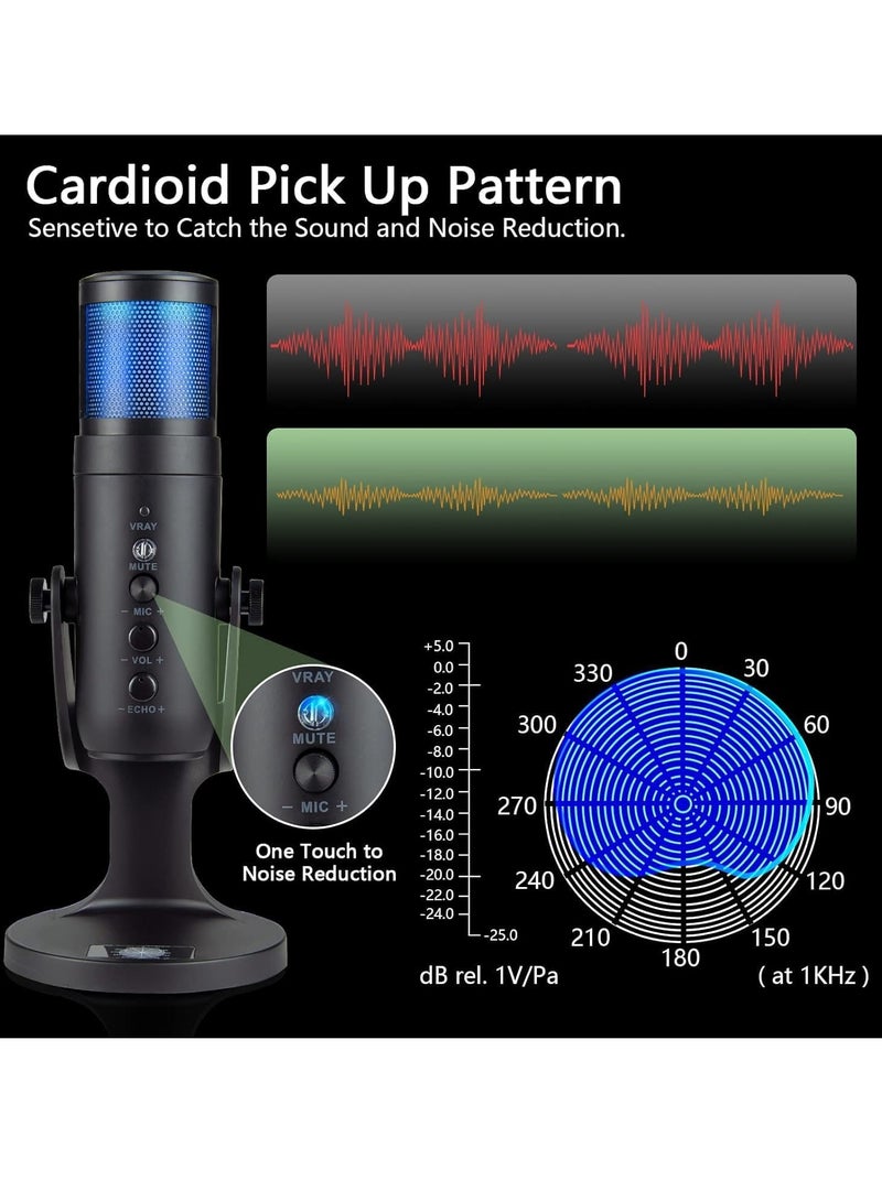ELTRAZONE High-Quality Gaming Microphone – Condenser USB Mic with RGB Control, One-Touch Mute for PC, Laptop, PS4/PS5, Twitch  YouTube Streaming – Crystal Clear Audio, Adjustable Stand, Plug  Play - Image 4