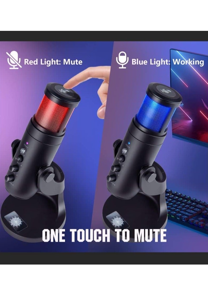 ELTRAZONE High-Quality Gaming Microphone – Condenser USB Mic with RGB Control, One-Touch Mute for PC, Laptop, PS4/PS5, Twitch  YouTube Streaming – Crystal Clear Audio, Adjustable Stand, Plug  Play - Image 3