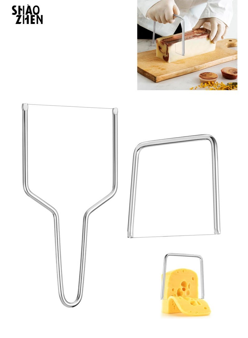 SHAOZHEN Stainless Steel Cheese Slicer & Cutter with Wire, Adjustable Cutter Wire & Butter Slicer for Precise Junket Slicing for Cheddar, Gruyere, Raclette, Mozzarella (Silver) - Image 1