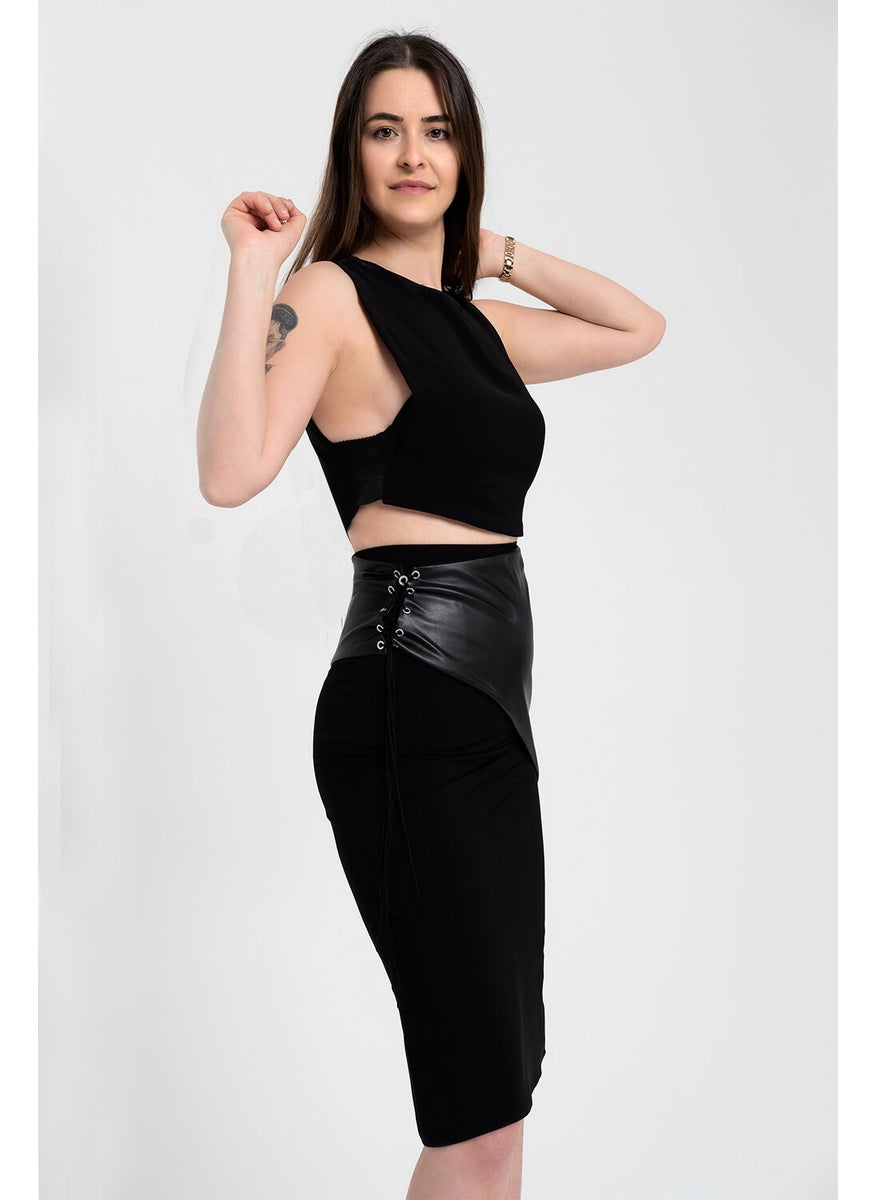 Due Stelle Women's Black Leather Tied Accessory  - Image 1