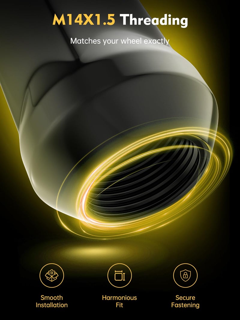 MIKKUPPA M14x1.5 Lug Nuts, Replacement for Chevy Silverado Suburban 1500 Tahoe Colorado Traverse, Ford F-150 Ram 1500 Aftermarket Wheel, 24pcs Black Closed End Bulge Acorn Tire Lug Nuts - Image 4