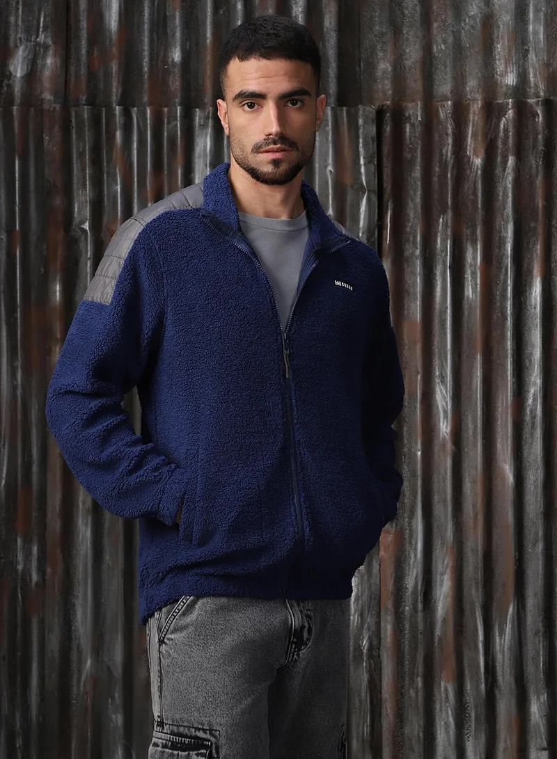 هاي ستار سويت شيرت رجالي أزرق كحلي مطبوع مقاس كبير بوليستر 1%