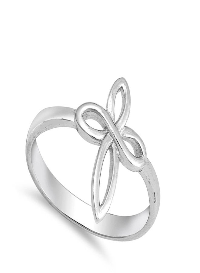 Sac Silver Infinity Love Knot Cross Christian Ring New .925 Sterling Silver Band Size 7 - Image 2