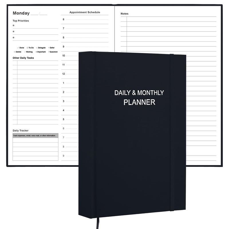Tuun Fuplan Daily & Monthly Planner for 2026 or Anytime - ADHD Planner Two Pages Per Day, Daily Planner Undated to Increase Focus, Eliminate Overwhelm, Achieve Your Biggest Goals, 5.8'' Ã— 8.3'', Black - Image 1