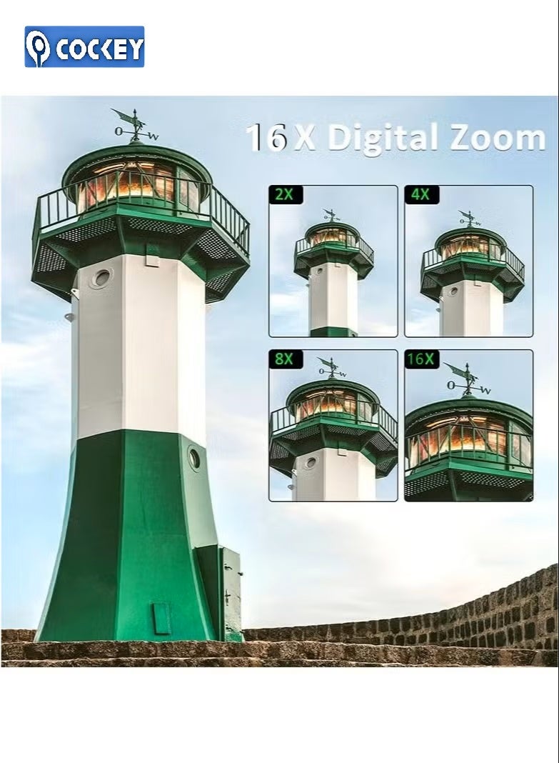 COCKEY Digital camera, 4K video camera, children's camera, 64MP digital camera, 64GB TF card, 16x zoom, intelligent voice-controlled shutter - Image 5