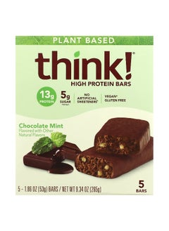 think! Think !, High Protein Bars, Chocolate Mint, 5 Bars, 1.86 oz (53 g) Each  - Image 1