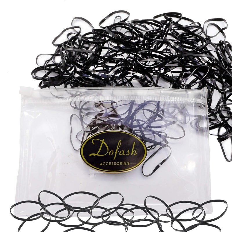 Dofash 200Pcs Large No Damage Hair Rubber Bands Durable Hair Elastics Soft Elastic Hair Ties Ponytail Holders for Women Girls BlackPack