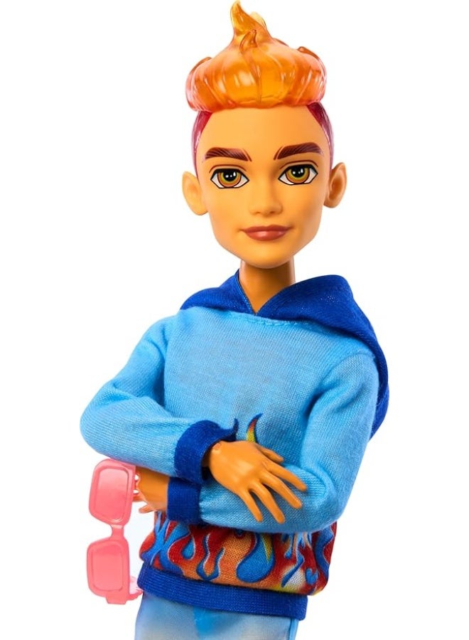 MONSTER HIGH Scare-Adise Island Heath Burns Doll With Flame Hoodie, Swim Trunks And Beach Accessories Like Sunglasses  - Image 4