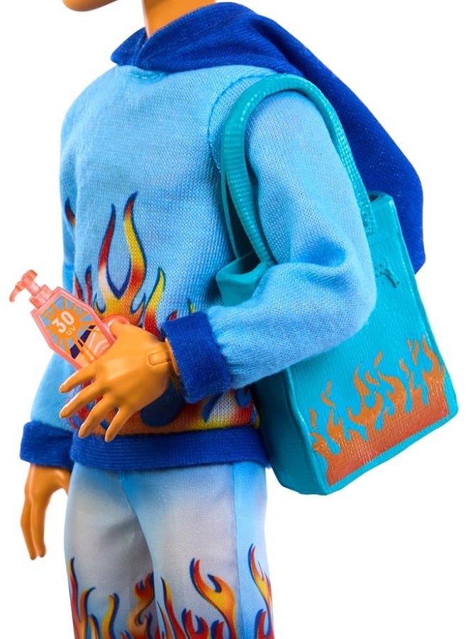 MONSTER HIGH Scare-Adise Island Heath Burns Doll With Flame Hoodie, Swim Trunks And Beach Accessories Like Sunglasses  - Image 2
