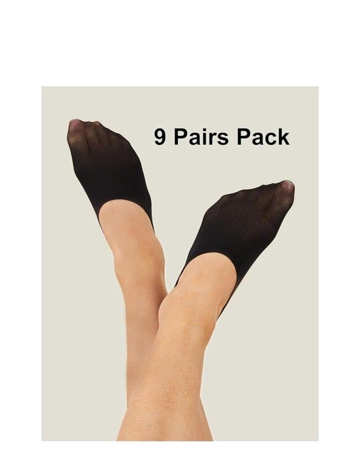 Be-Queen 9 أزواج من جوارب النساء الشفافة - جوارب غير مرئية - جوارب بطن غير مرئية 20D (أسود، 9 أزواج) - Image 2