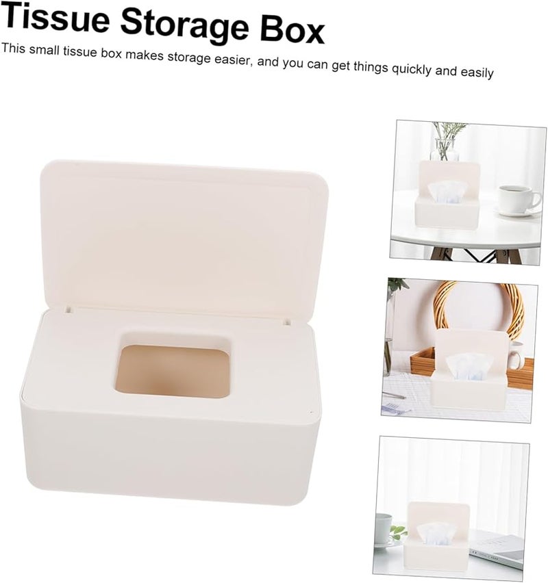 صندوق تخزين المناديل البيضاء الرطبة حامل المناديل سهل الفتح للمنزل والمكتب - Image 4