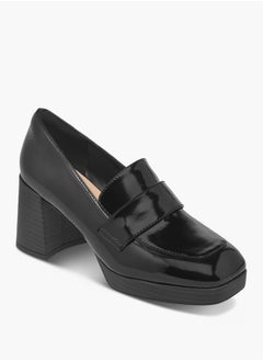 Paprika Women's Solid Slip-On Loafers With Block Heels  - Image 2