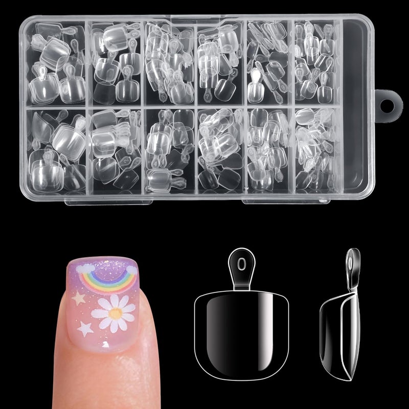 krofaue Kids Nail Tips with Handle - 240Pcs Soft Gel Press on Nails for Girls & Children for Easy DIY Nail Tips Art, 12 Sizes Fingernail Decoration (4-8 years old) - Image 1