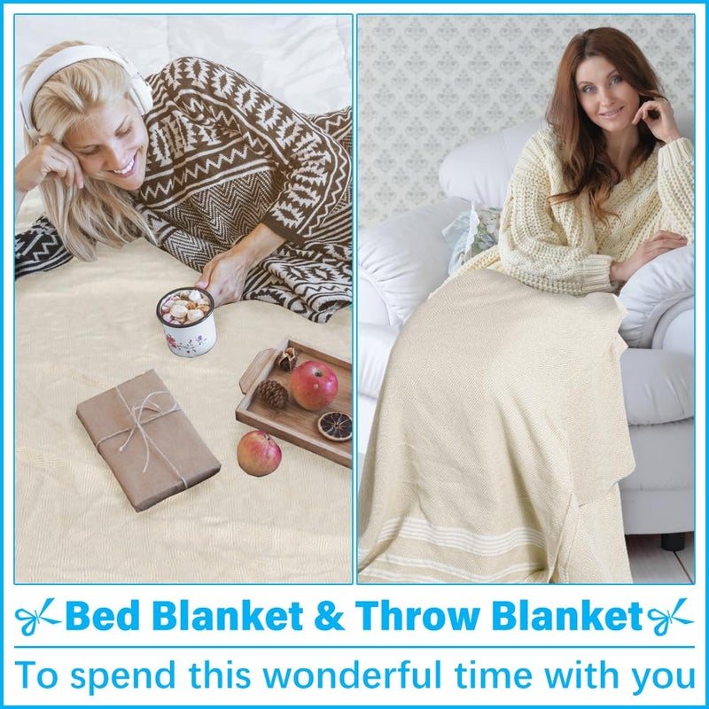 Vikumond Oversized Turkish Beach Towel Blanket Cotton Polyester Blend Sandproof Towels Boho Woven Extra Large Big Sand Free Giant Throw Blankets Huge Picnic Camping Necessities Cloud For Adult Gifts 82x80 inch - Image 5