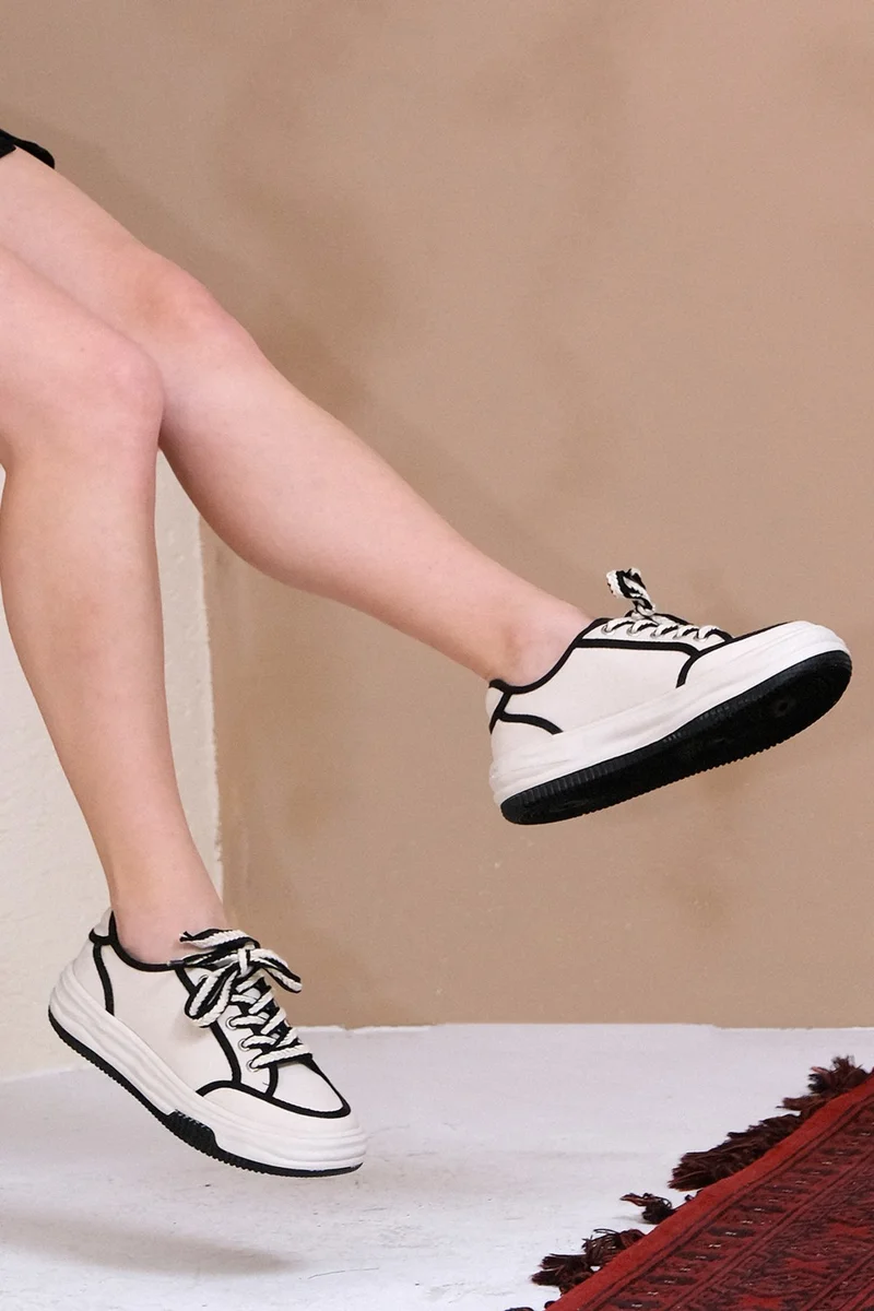 MARJIN Women's Sneaker Lace-Up Linen Sneakers Dofkin
