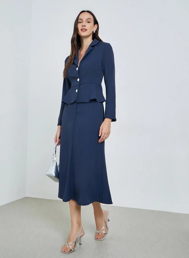 تايك تو طقم بليزر ضيق بأكمام طويلة وتنورة