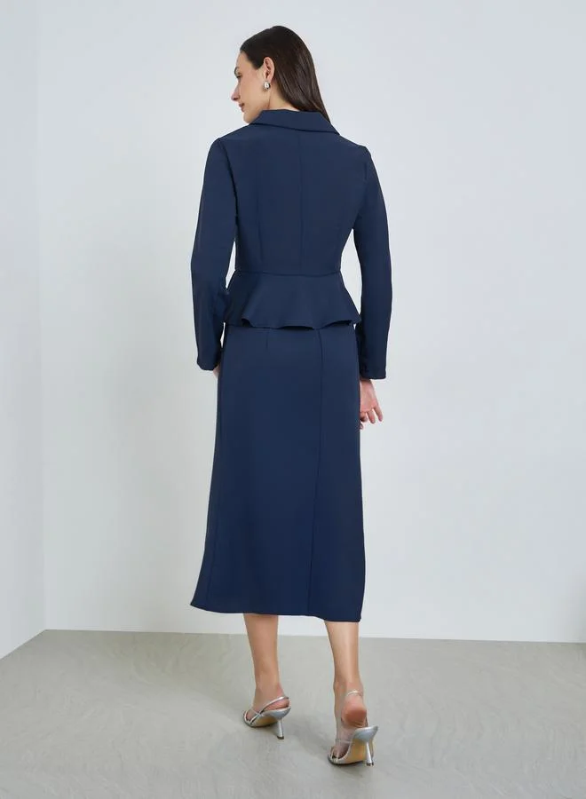 Take Two  Navy Blue Long Sleeve Fitted Blazer and Skirt Co-Ords for Women | Best Price UAE
