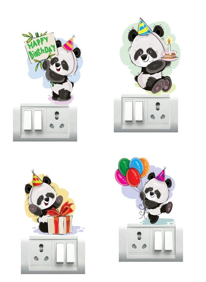 Sticker Studio Cute Panda Family PVC Vinyl,Wall Sticker for Home Decor - Ideal for Living Room, Bedroom, Hall, Kids Room, Play Room (Size -23 cm x 23 cm) (Panda Switch Board) - Image 1