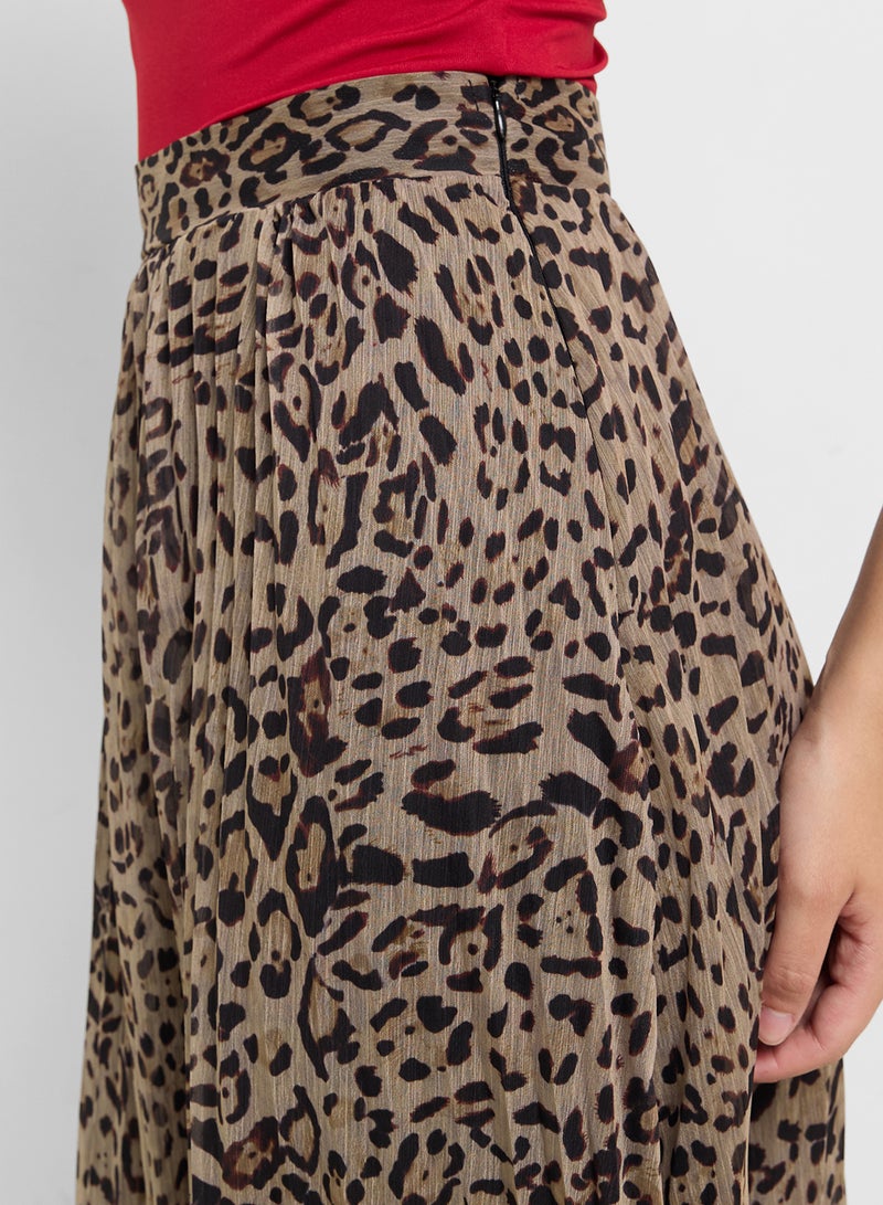 Ginger Leopard Print Pleated Maxi Skirt  - Image 4