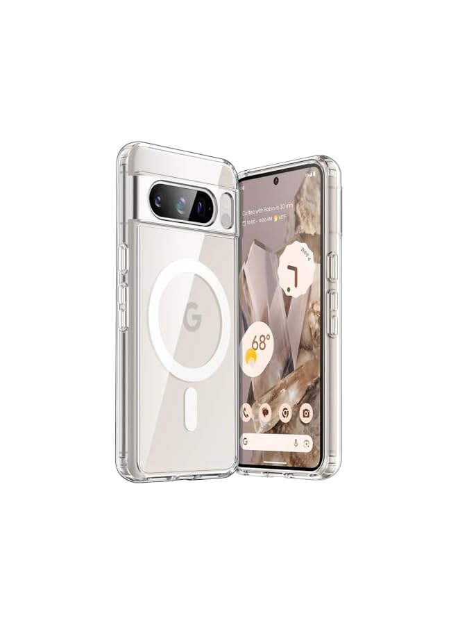 جي تيك حافظة JETech مغناطيسية لهاتف Google Pixel 8 Pro مقاس 6.7 بوصة 2023، متوافقة مع ملحقات MagSafe، غطاء هاتف واقٍ مقاوم للصدمات، ظهر صلب غير أصفر من البولي كربونات (شفاف) - Image 1