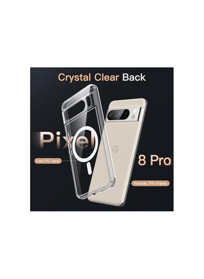 جي تيك حافظة JETech مغناطيسية لهاتف Google Pixel 8 Pro مقاس 6.7 بوصة 2023، متوافقة مع ملحقات MagSafe، غطاء هاتف واقٍ مقاوم للصدمات، ظهر صلب غير أصفر من البولي كربونات (شفاف) - Image 2