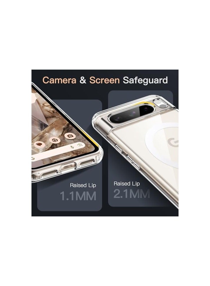 جي تيك حافظة JETech مغناطيسية لهاتف Google Pixel 8 Pro مقاس 6.7 بوصة 2023، متوافقة مع ملحقات MagSafe، غطاء هاتف واقٍ مقاوم للصدمات، ظهر صلب غير أصفر من البولي كربونات (شفاف) - Image 5