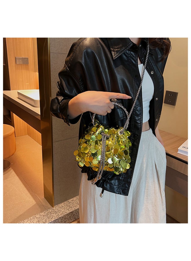 Elegant Evening Bag Made Soft Leather Pattern Suitable For Wedding Party Prom Special Occasions-Color:Yellow-Dimensions:16cm*9cm*13cm - Image 4